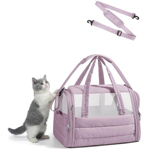image:imageBAGSMART Cat Carrier SoftSided Pet Carrier for Small Medium Cats Dogs Puppy Quilted Collapsible Puffy Travel Bag Up to 20 Lbs PinkMist Purple