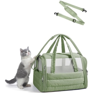 image:imageBAGSMART Cat Carrier SoftSided Pet Carrier for Small Medium Cats Dogs Puppy Quilted Collapsible Puffy Travel Bag Up to 20 Lbs PinkSage Green