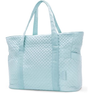 image:imageBAGSMART Crush Tote Bag for Women 20L Puffer Work Tote with Zipper Travel Essentials Quilted Nurse Hospital BagBaby Blue