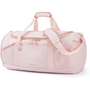 image:imageBAGSMART Gym Bag for Men amp Women Lightweight Duffel with Shoe Compartment Weekender Bags with Wet Pocket Workout Overnight Carry on for Travel BeigePink