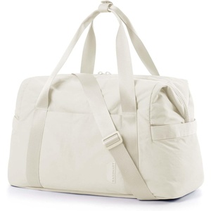 image:imageBAGSMART Gym Bag for Women Carry on Weekender Overnight Bag Travel Duffel Bags with Trolley Sleeve Personal Item Travel Bag Tote Bag Workout Dance BagBlackMediumLight Beige
