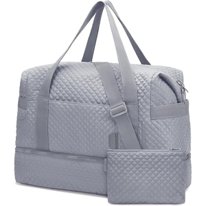 image:imageBAGSMART Large Gym Bag with Yoga Mat Buckle Weekender Overnight Bag for Women Travel Duffle Bag for Travel Essentials Carry On Tote Bag Hospital Bag for Labor and DeliveryGrey2 PCS