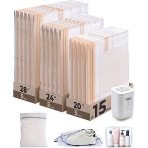 image:imageBAGSMART Vacuum Seal Storage Bags for Clothing Travel 18 Pack Travel Essentials Bundle includes Laundry Bag amp Waterproof Shoe Bag amp TSA Approved Toiletry Bag Hand Pump Included18 Combo Travel